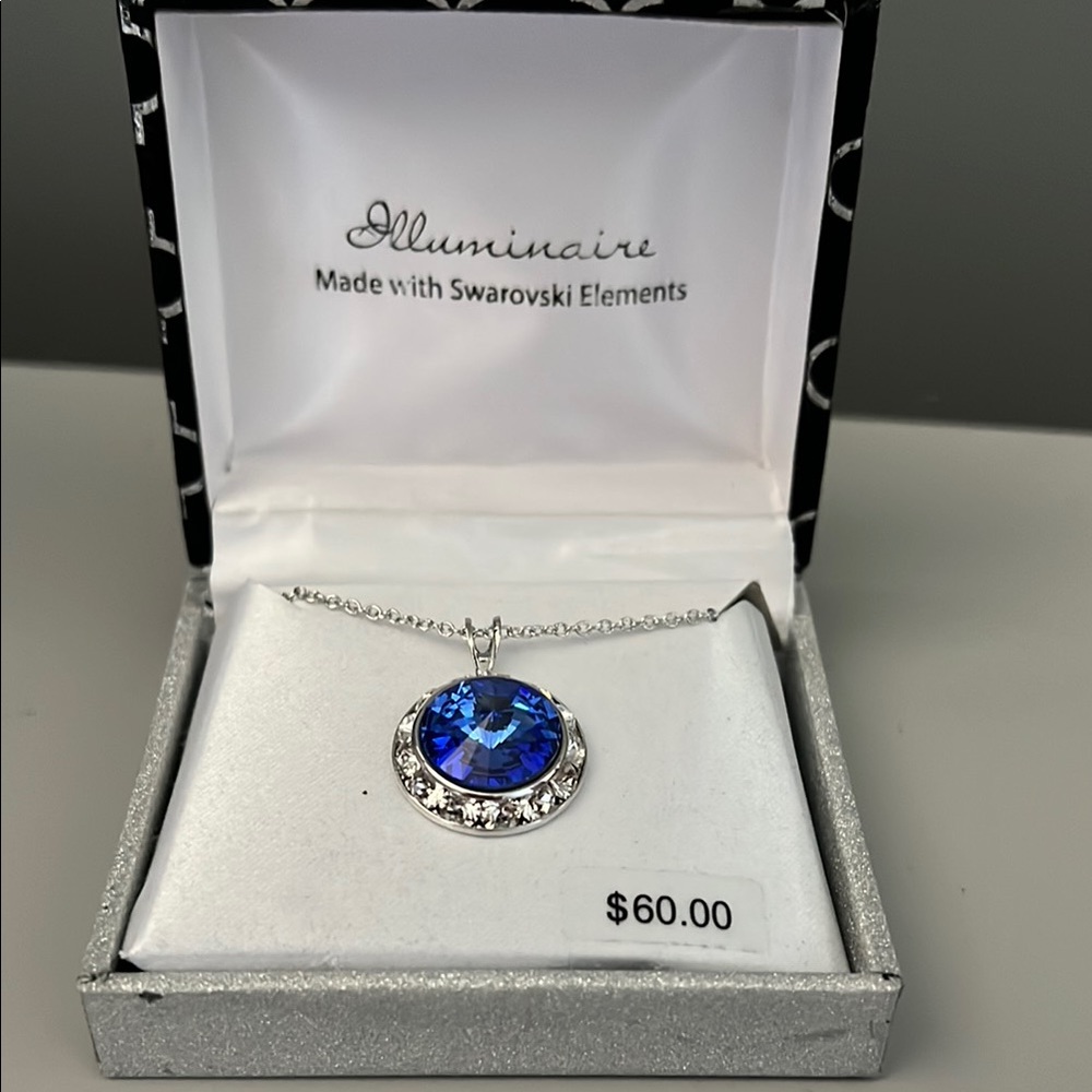 Blue and Silver Necklace with Swarovski Elements
